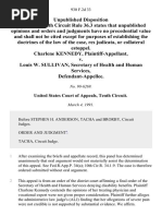 Charlene Kennedy v. Louis W. Sullivan, Secretary of Health and Human Services, 930 F.2d 33, 10th Cir. (1991)