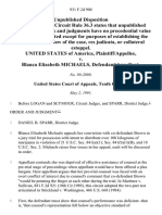 United States v. Blanca Elizabeth Michaels, 931 F.2d 900, 10th Cir. (1991)