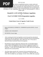 Ronald D. Lancaster v. Fred Van Der Veur, 974 F.2d 1345, 10th Cir. (1992)