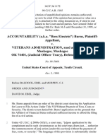 Accountability (A.k.a. "Boss Einstein") Burns v. Veterans Administration, Sued As: Va/varo-Muskogee, Muskogee Ok 74401, (Judicial Officer Tracy), 162 F.3d 1172, 10th Cir. (1998)