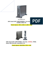 UPS Smart APC SURTD3000XLI, On-Line,, 2100W, 230V, 3U. Precio Aprox: US$ 1,300 A 1,400 + IGV