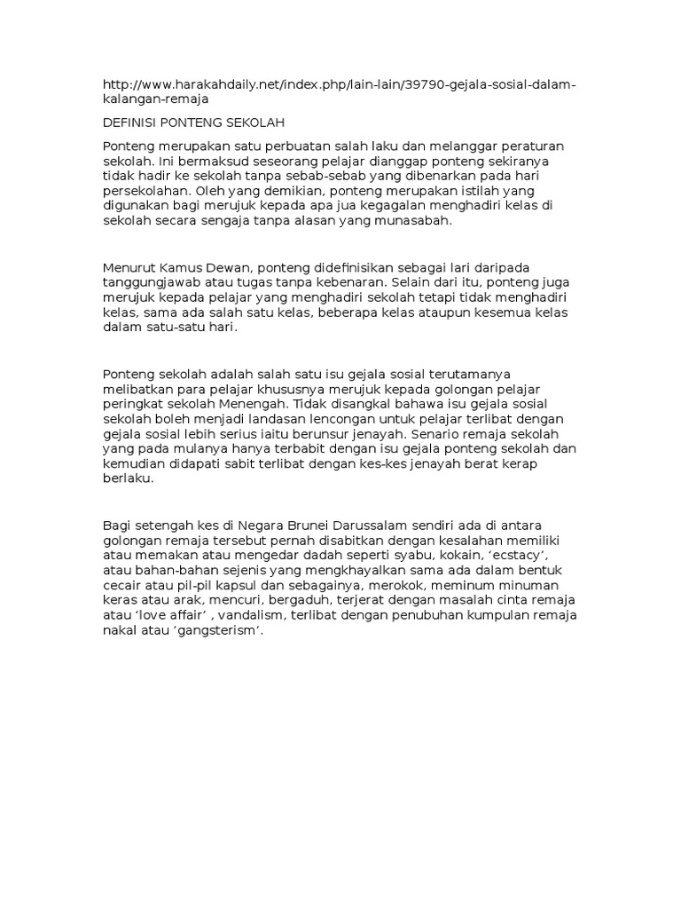 Ponteng Sekolah | PDF