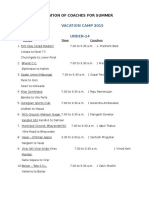 Allocation of Coaches For Summer