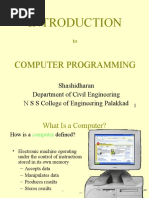 Computer Programming: Shashidharan Department of Civil Engineering N S S College of Engineering Palakkad