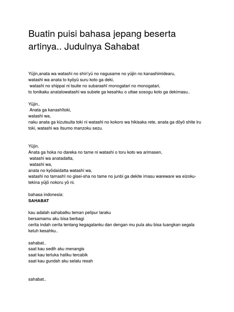 Buatin Puisi Bahasa Jepang Beserta Artinya