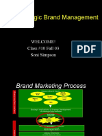 Strategic Brand Management: Welcome! Class #10 Fall 03 Soni Simpson