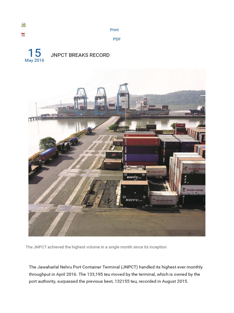 JNPCT Breaks Record: Print PDF | PDF | Business