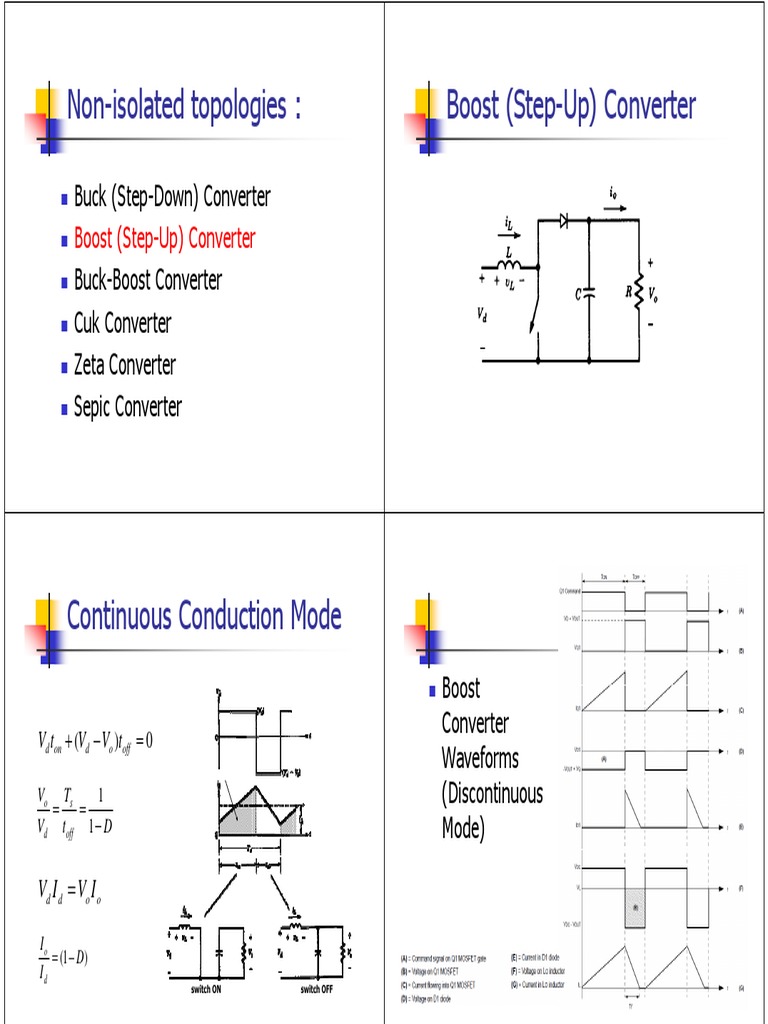 Non-Isolated Topologies: Boost (Step-Up) Converter | PDF