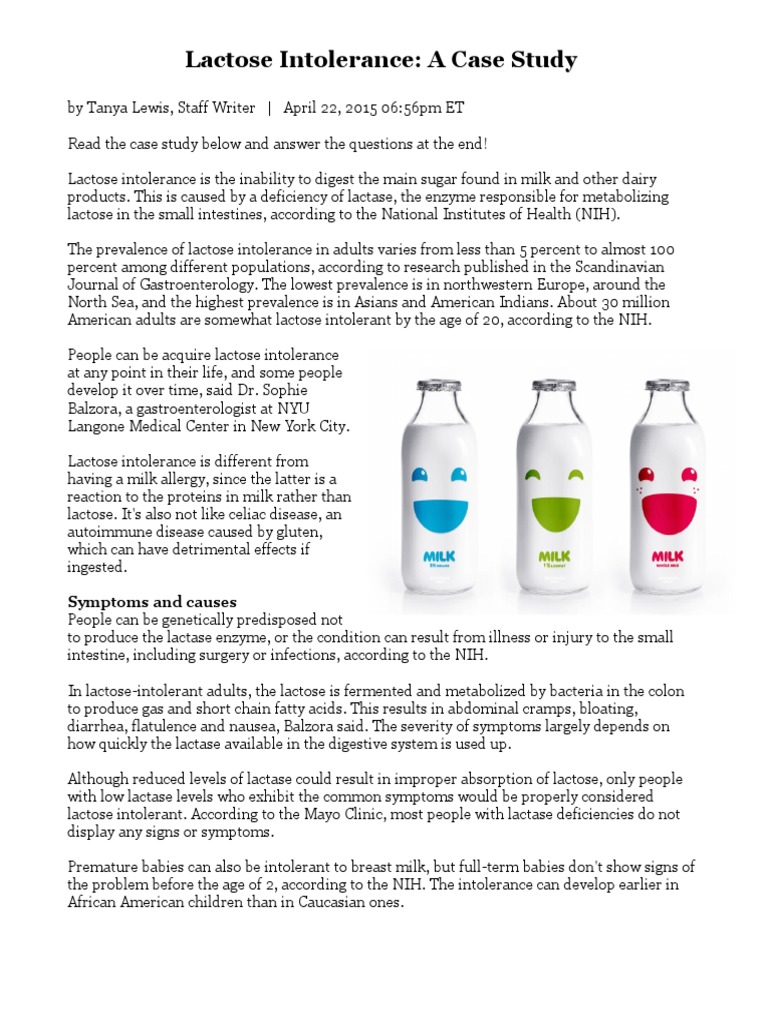 Lactose Intolerance A Case Study Symptoms and causes