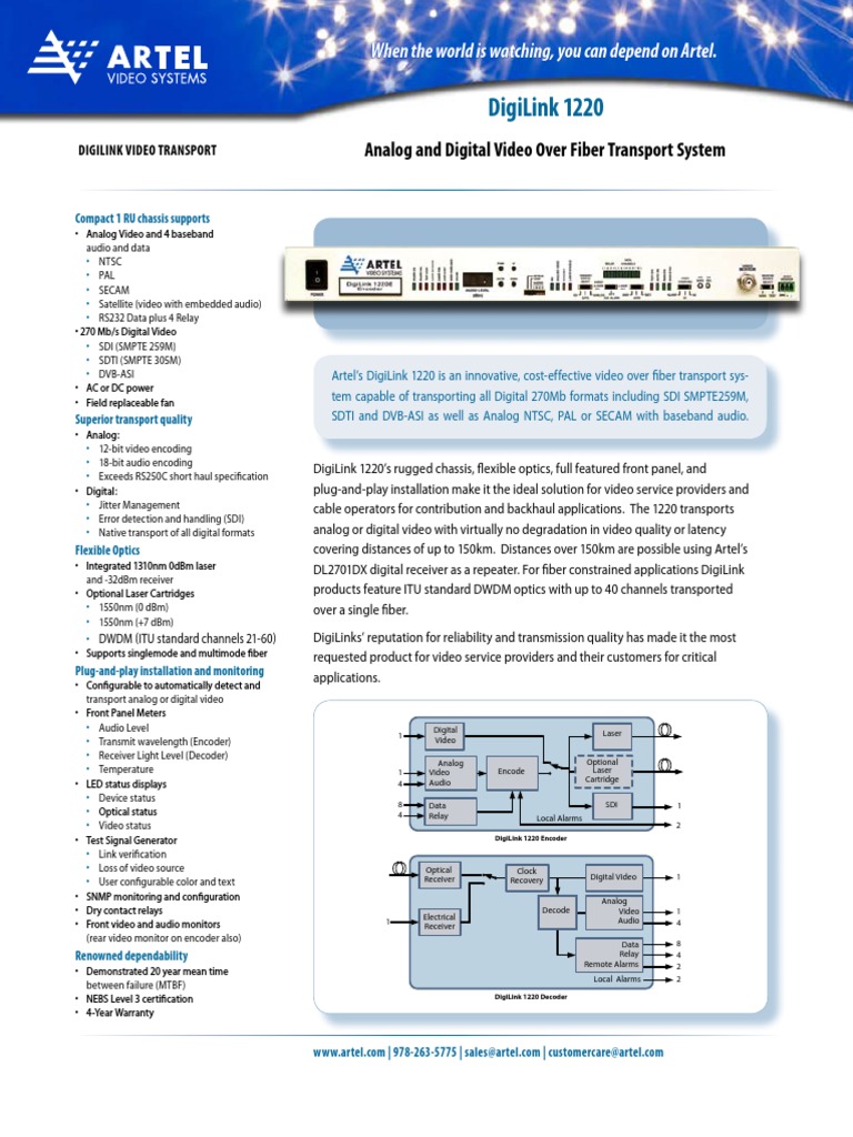 DigiLink 1220 Video Transport System | PDF | Video | Digital Television