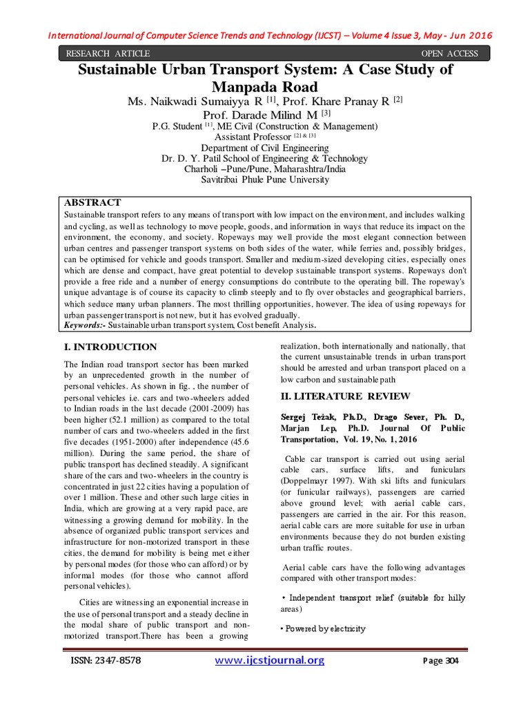 Sustainable Urban Transport: Ropeway Case Study | PDF | Public ...