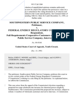 Southwestern Public Service Company v. Federal Energy Regulatory Commission, Full Requirements Cooperative Customers of Southwestern Public Service Company, Intervenors, 951 F.2d 1260, 10th Cir. (1991)