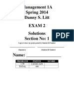 Accounting 1A Exam 2 - Spring 2014 - Section 1 - Solutions