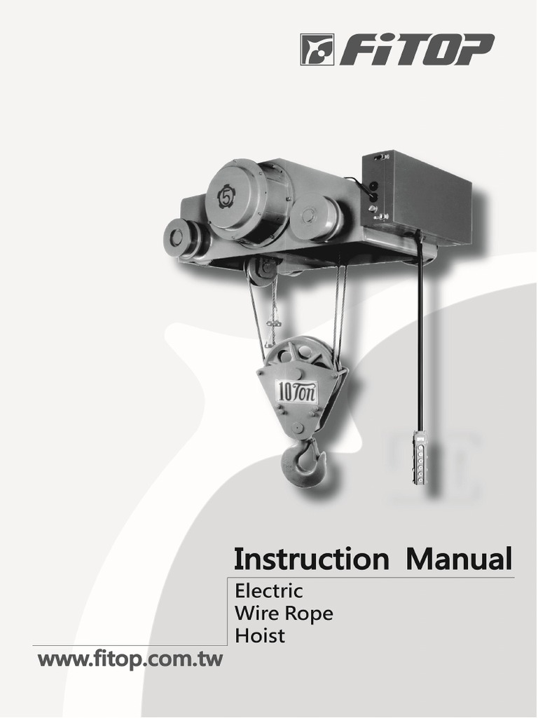Wire Rope Hoist Instruction Manual | PDF | Wear | Bearing (Mechanical)