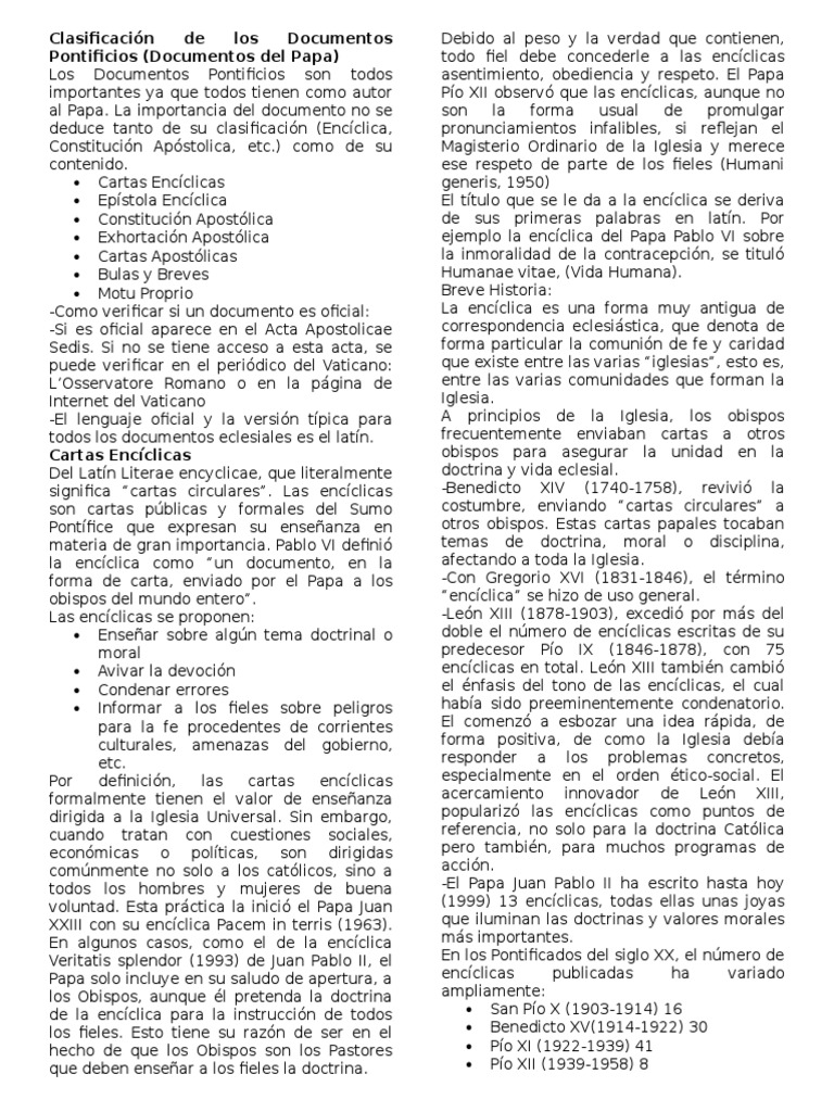 Clasificación de Los Documentos Pontificios PDF Sello (emblema) Papa