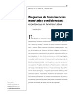 programa de transferencias monetarias condicionadas experiencias en américa latina
