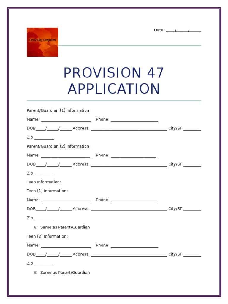 Provision Form for Parent/Guardian | PDF | Social Science