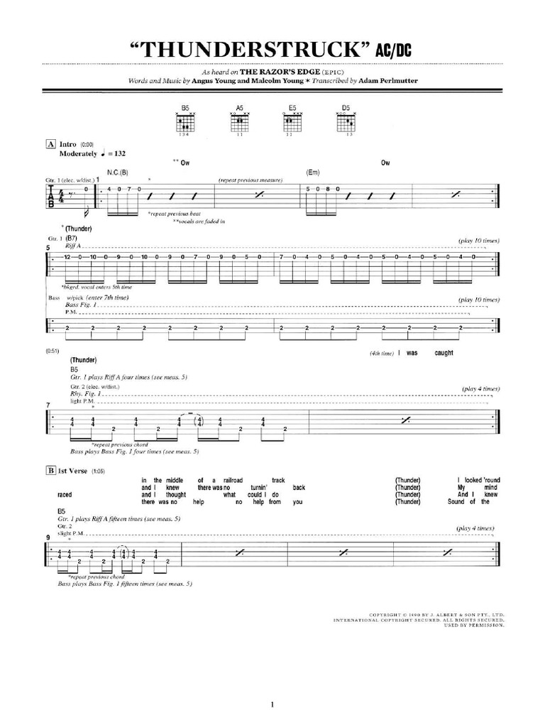 Thunderstruck Guitar Chords