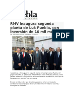 15-12-2015 Puebla Online - RMV Inaugura Segunda Planta de Luk Puebla, Con Inversión de 10 Mil Mdp