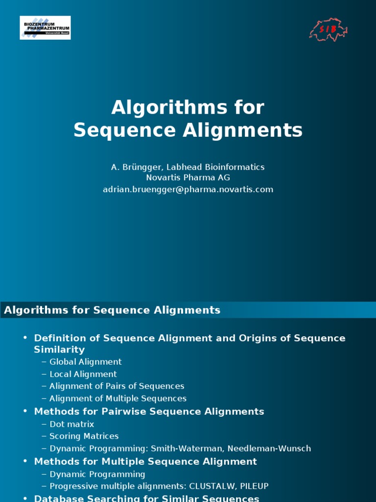 Sequence Alignment Methods and Algorithms | PDF | Sequence Alignment ...
