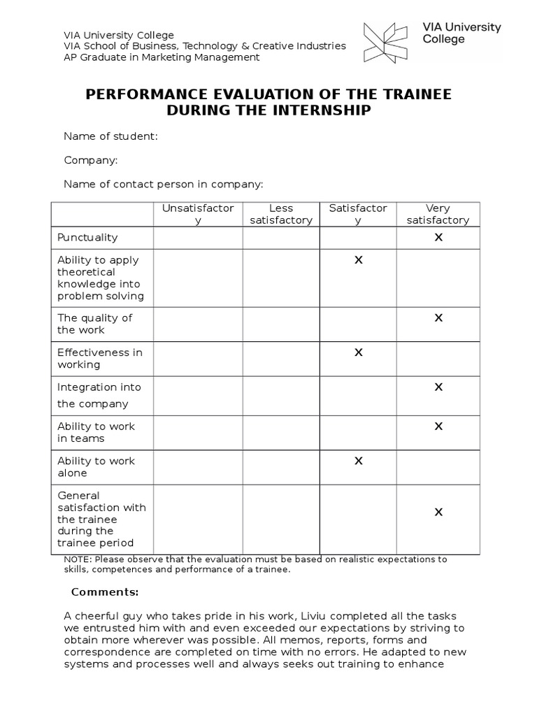 Evaluation of The Trainee | PDF