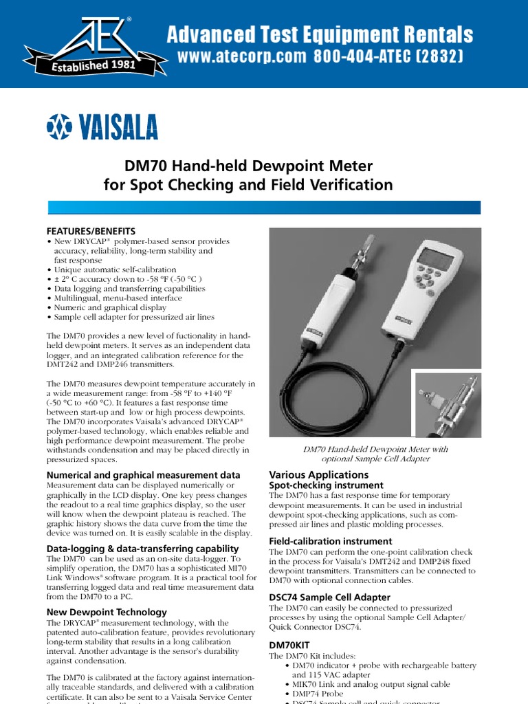 VaisalaDM70_Datasheet Relative Humidity Calibration