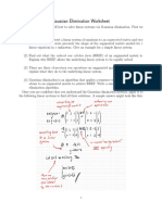 Gaussian Elimination Worksheet