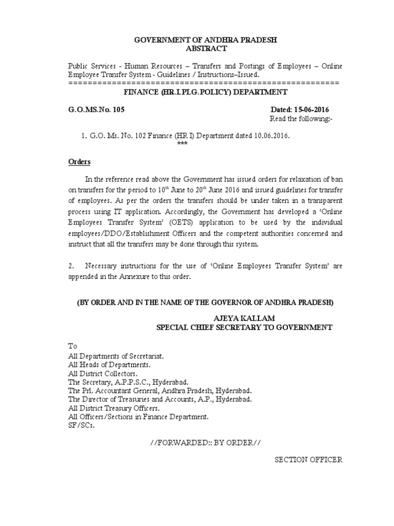 Government of Andhra Pradesh: (By Order and in The Name of The Governor ...