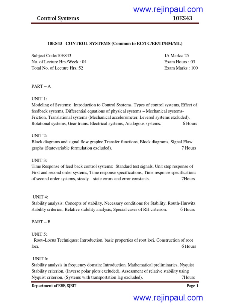 Control Systems Overview for EEE Students | PDF | Control Theory ...