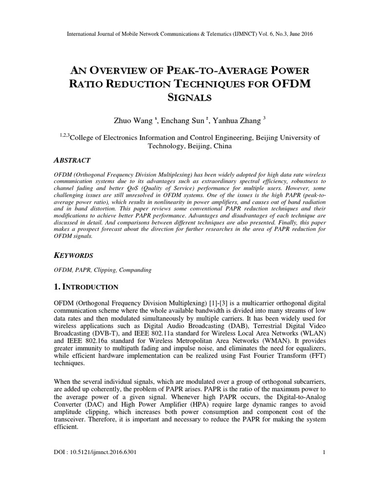 PAPR Reduction Techniques for OFDM Signals | PDF | Orthogonal Frequency ...