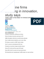 Philippine Firms Investing in Innovation, Study Says: Think Tank Cites Need To Pursue Growth Strategy
