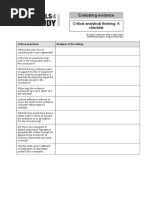 Critical Analytical Thinking - A Checklist