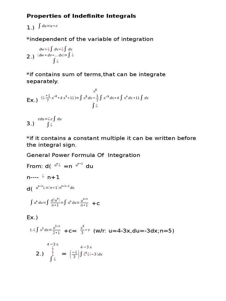 Properties of Indefinite Integrals | Fraction (Mathematics) | Integral