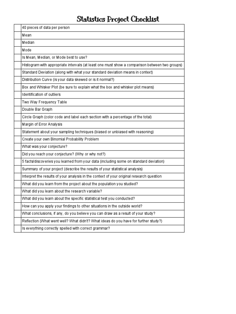 Statsprojectchecklist | PDF