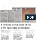 Clemson astronomer sheds light on stellar explosions, Nov. 13, 2003