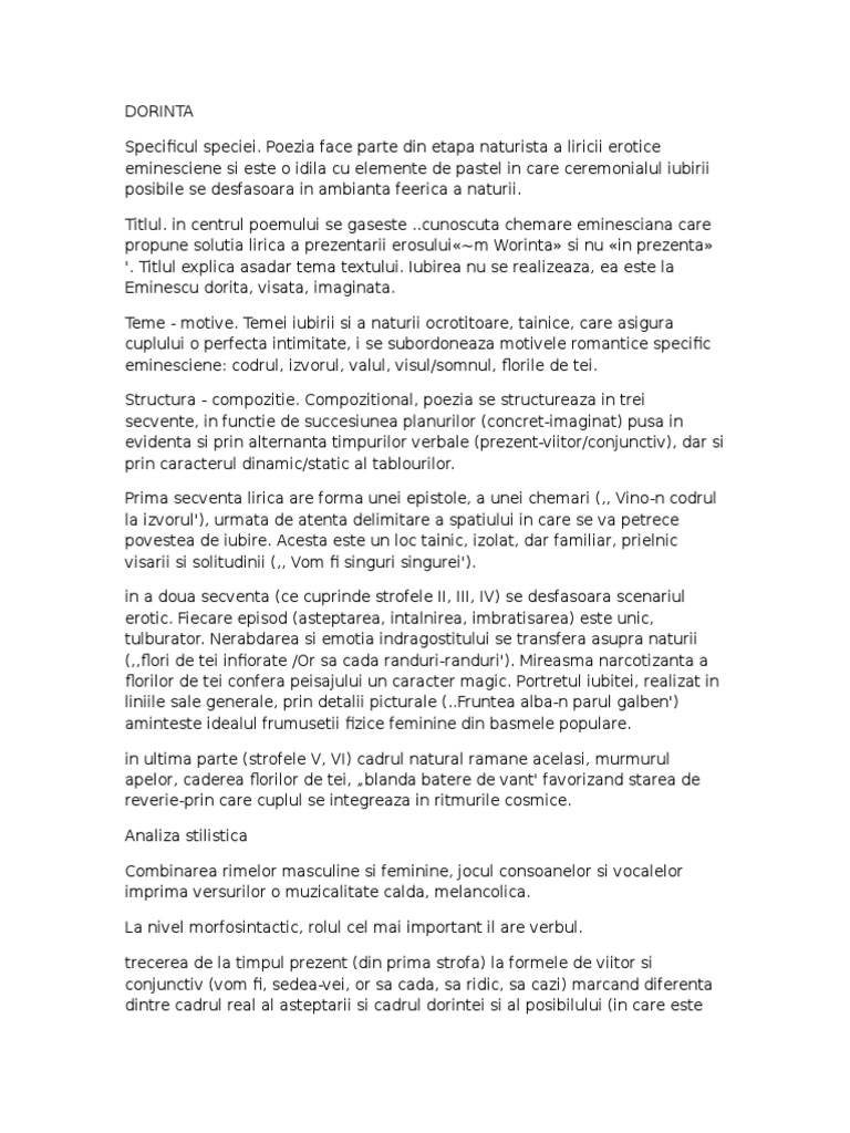 Dorinta, Mihai Eminescu