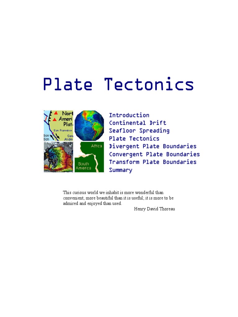 plate tectonic notes 1 Plate Tectonics Earth's Field
