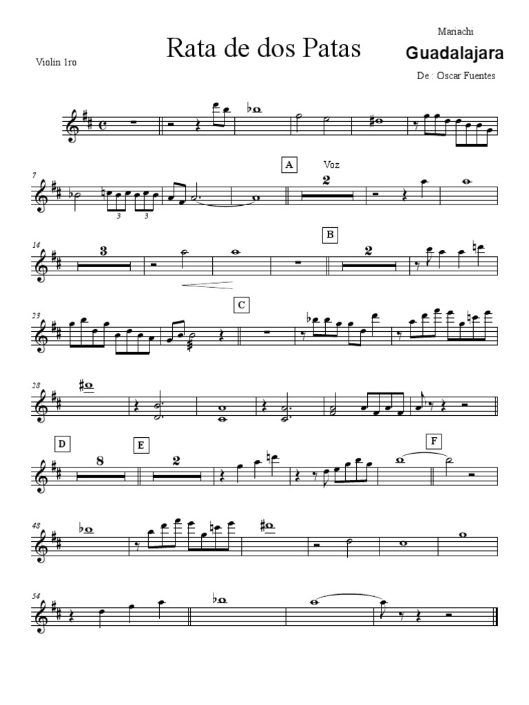 Rata De Dos Patas Letra Y Acordes Violín 1 Rata de Dos Patas | PDF | Entretenimiento (general)