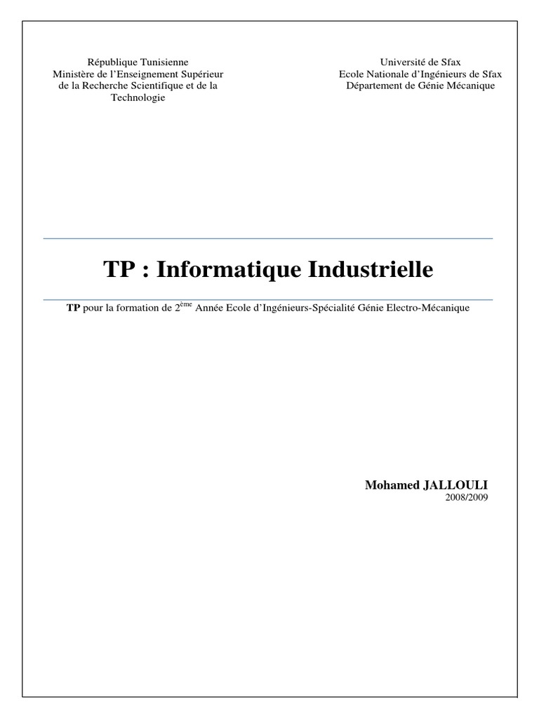 TP Informatique Industrielle | PDF | Programme informatique | Programmation