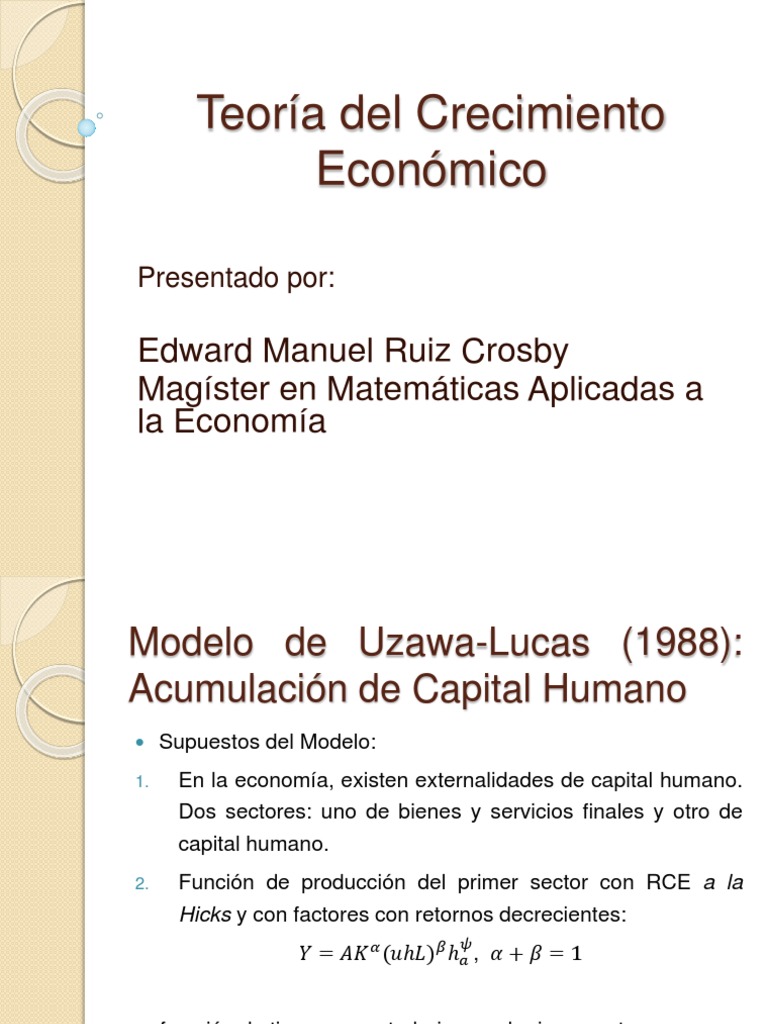 Modelo de Uzawa-Lucas | PDF | Función de producción | Crecimiento económico