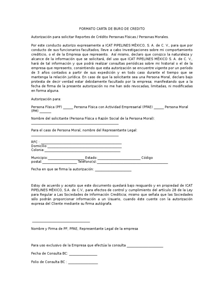 Autorización para Solicitar Reportes Buró de Crédito | PDF