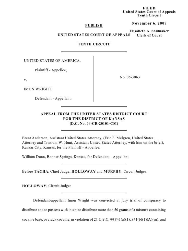 United States v. Wright, 506 F.3d 1293, 10th Cir. (2007) PDF