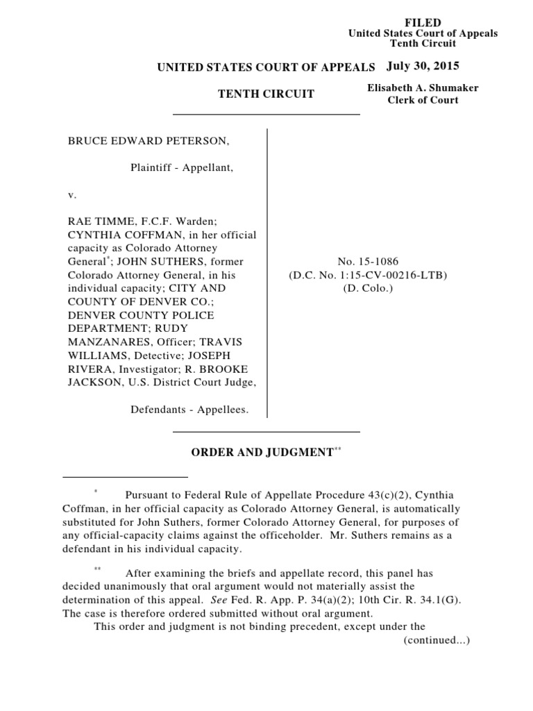 10th Circuit Rules That District Courts >> Peterson V Timme 10th Cir 2015 Bivens V Six Unknown Named 10th Circuit Rules That District Courts >> Peterson V Timme 10th Cir 2015 Bivens V Six Unknown Named