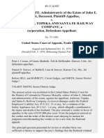 Florence Metcalfe, Administratrix of The Estate of John E. Metcalfe, Deceased v. The Atchison, Topeka and Santa Fe Railway Company, A Corporation, 491 F.2d 892, 10th Cir. (1974)