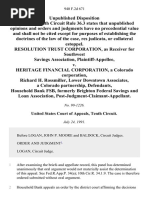 Resolution Trust Corporation, as Receiver for Southwest Savings Association v. Heritage Financial Corporation, a Colorado Corporation, Richard H. Rossmiller, Lower Downtown Associates, a Colorado Partnership, Household Bank Fsb, Formerly Brighton Federal Savings and Loan Association, Post-Judgment-Claimant-Appellant, 940 F.2d 671, 10th Cir. (1991)
