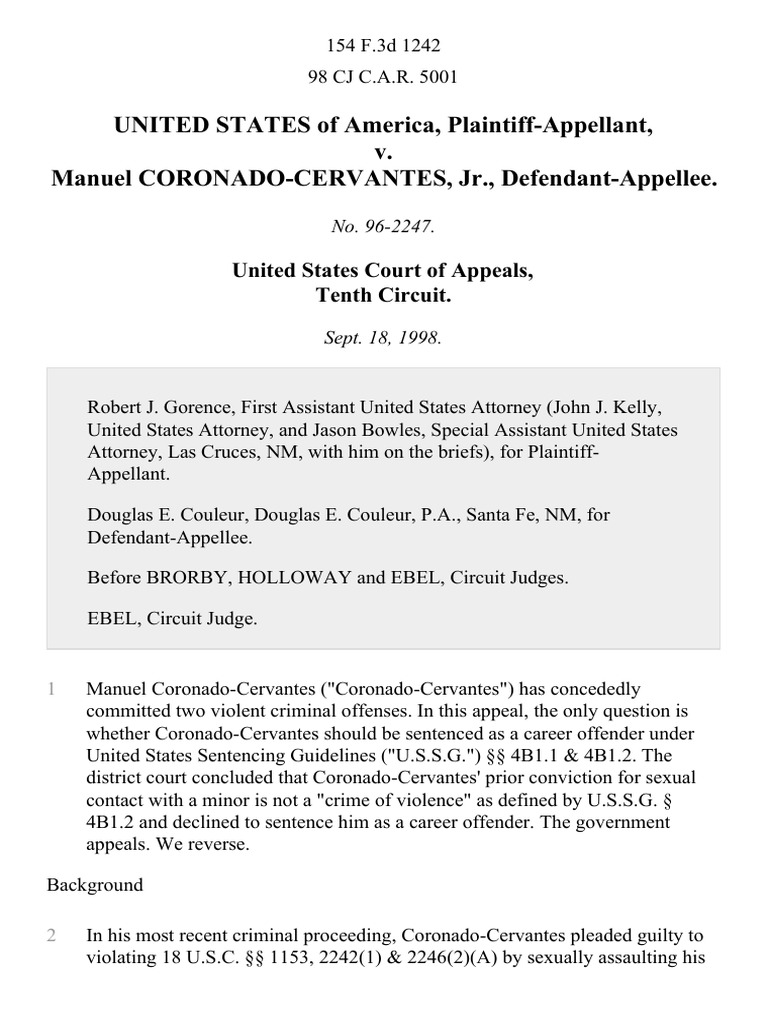 Coronado-Cervantes Career Offender Ruling | PDF | United States Federal ...