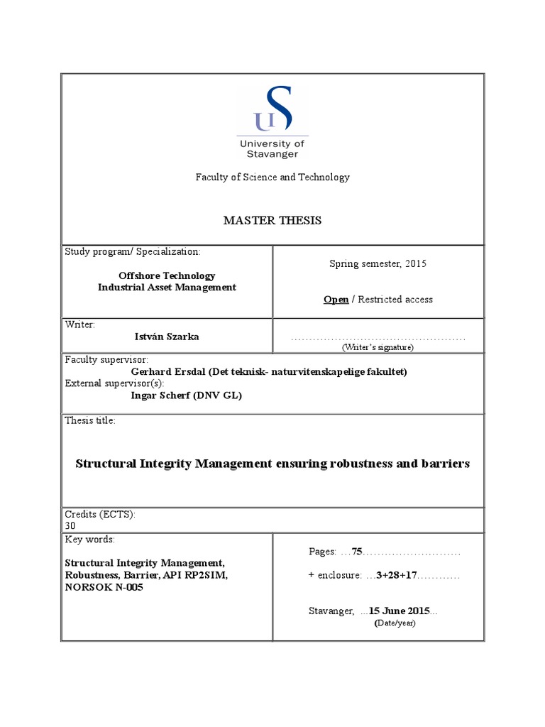 master thesis reliability