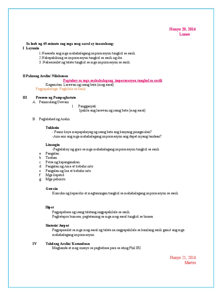 LP in Filipino4 | PDF