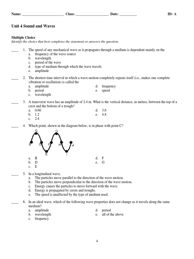 ExamView Waves and Sound Practice Test Waves Frequency