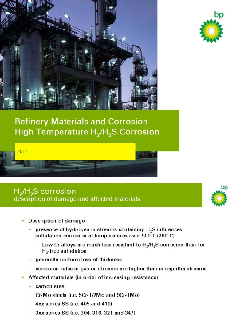 Refinery H2/H2S Corrosion Guide | PDF | Corrosion | Oil Refinery